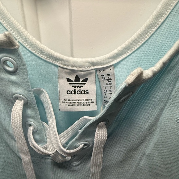 2/$15 NWT Baby blue Adidas Lace-Up Tank Top-XL - Picture 2 of 8